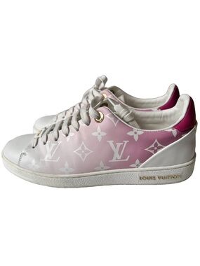 Louis Vuitton Frontrow Pink Ombre Gradient Monogram Logo Leather Sneakers 36.5 7
